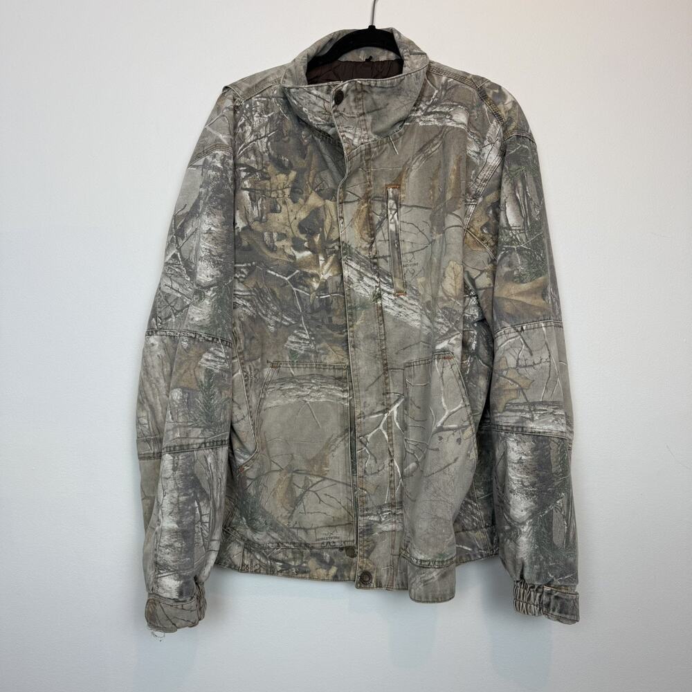 Redhead Silent Hide faded camo denim jacket size large tall quilted grunge